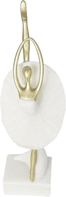 Deco 79 Polystone Dancer Decorative Sculpture Ballet Home Decor Statue with Gold Accents, Accent Figurine 4" x 4" x 14", Cream by CozyNest Decor