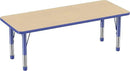 Factory Direct Partners FDP Rectangle Activity School and Classroom Kids Table (24 x 60 inch), Chunky Toddler Legs, Adjustable Height 15-24 inches - Maple Top and Blue Edge by CozyNest Decor