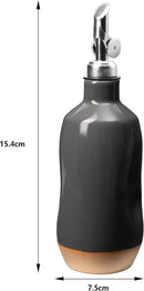 Olive Oil Dispenser Bottle Stoneware Ceramic, Cruet Protects to Reduce Oxidation, Suitable For Storage Of Oil, Vinegar, Coffee Syrups & Other Liquids - Stainless Steel Spout 14Oz by CozyNest Decor