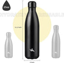 Insulated Water Bottles,25 oz Double Wall Stainless Steel Vacumm Metal Flask for Sports Travel,Midnight Black by CozyNest Decor
