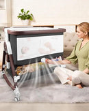 4 in 1 Baby Bassinet, Bassinets Bedside Sleeper with Wheels and Storage Basket, Adjustable 7 Heights Bedside Sleeper with Mosquito Net, Breathable Mesh Rocking Bassinet for Baby by CozyNest Decor