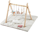 Baby Gym with Mat, Wooden Play Gym with 9 Sensory Toys, Foldable Baby Play GymFrame Activity Center, Natural Pine Wood, Montessori Toys, Easy to Assemble & Clean, Natural Color by TinyTreasures Baby Boutique