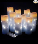 Sky Blue Flameless Candle, with Built-in Star Clusters, 9 LED Candles, 11 Button Remote Control, 24-Hour Cycle Timing, Flashing Flames, Real Wax, Battery Powered. (Full Sky Star Series)… by CozyNest Decor