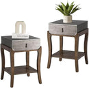 COSIEST Set of 2 Rustic Nightstand, 2-Tier Farmhouse Bedside Table, Wood Accent End Table with Storage Drawer and Open Display Shelf for Bedroom Nursery Living Room (Walnut & Silver) by CozyNest Decor