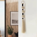Macrame Wall Hanging Boho Wall Decor Small Sphericity Cotton Textile Tassel Hanging Fiber Yarn Art for Living Room Bedroom 27'' L x 2.3'' W by CozyNest Decor
