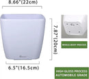 Dexceder 9x8 Self Watering Planter Indoor Outdoor, Inner Mat Design, Thickened Table Flower Plant Pot with Water Level Indicator (White High Gloss) by GreenHaven Gardens