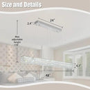 W48 Modern Rectangular Crystal Chandeliers Dining Room Chandelier,Silver Pendant Light Fixture with Remote Control for Living Room Kitchen Island by CozyNest Decor