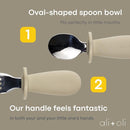 Ali+Oli Spoon & Fork Learning Set for Toddlers (Khaki) 6m+ Grab Easy BPA Free Food-Grade Silicone Handle, Kids Silverware Self Feeding Baby Utensils, Multi-stage Baby Feeding Set Ergonomic Design by TinyTreasures Baby Boutique