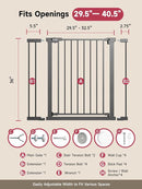 36" Extra Tall Baby Gate for Stairs, 29.5-40.5" Wide Dog Gate for Doorways, Walk Thru Auto Close Metal Pet Gate for The House, Stairs and Doorways, Child Gate Pressure Mounted Dog Gate Indoor - Black by TinyTreasures Baby Boutique