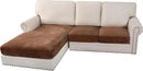 H.VERSAILTEX Velvet Stretch Sectional Couch Covers 3 Pieces Sofa Seat Cushion Covers L Shape Separate Cushion Couch Chaise Cover for Both Left/Right Couch (Large Sofa 2 Seater + 1 Chaise, Caramel) by CozyNest Decor