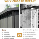 Domi Outdoor Storage Shed 11’ x 9’, Metal Sheds with Galvanized Steel Frame & Windows & Lockable Door, Garden Shed Tool Storage Room for Patio, Grey by GreenHaven Gardens