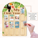 ORIGACH My First Year Baby Growth Photo Display Wood Board - 12 Months Newborn Milestones Photo Board - Neutral Baby Keepsake Board 1st Birthday Party Nursery Decor New Mom Gift - Toucan & Leaves by TinyTreasures Baby Boutique