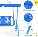 GLACER Porch Swing, Kids Patio Hammock w/Adjustable Canopy & Stand, Safety Belt, 2 Seats Outdoor Swing Bench, Metal Frame Hanging Lounge Chair, Swing Sets for Backyard, Garden, Poolside (Blue Puppy) by TinyTreasures Baby Boutique