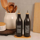 HOMCDALY Ceramic Olive Oil Dispenser for Kitchen, Stoneware 16oz Oil Cruet and Vinegar Bottles Dispenser, Kitchen Dispenser Bottle for EVOO Vinegar Syrups, Modern Farmhouse Design(B-O) by CozyNest Decor