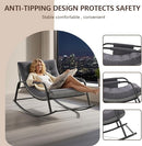 Oversized Rocking Chair with Cushion, Indoor Outdoor Lounge Patio Recliner Rocker with Armrests, Supports 330 lbs, Comfortable Papasan Chair for Bedroom, Living Room, Porch, Garden -Grey by TinyTreasures Baby Boutique