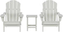 WO Home Furniture Adirondack Chairs Table Set of 3 PCS Outdoor Folding Chairs Side End Table Weather/UV Resistant for Lawn, Garden, Bon Fire, Balcony (Sand)