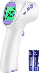 Forehead Thermometer for Adults, Kids & Babies, No-Touch Digital Thermometer with LCD Backlight Display, Fever Alarm and 1s Instant Reading - Purple by TinyTreasures Baby Boutique