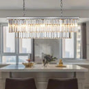 Luxury Chrome Rectangular Crystal Chandeliers Lighting Modern Pendant Ceiling Lights Rectangle Chandelier Lamp Fixture 8-Lights for Dining Room Kitchen Island by CozyNest Decor