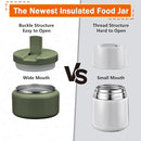13.5oz Kids Thermos for Hot Food, Insulated Vacuum Food Jar with Buckle Lid, Stainless Steel Wide Mouth Leak Proof Insulated Lunch Container for School Picnic Travel, Green by TinyTreasures Baby Boutique