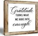 Rustic Wood Sign, Gratitude Turns What We Have Into Enough Sign, Wooden Plaques Table Decor, Inspirational Desk Decorate, Home Office Decor, Thankful Quote Signs, Small Wooden Box Signs by CozyNest Decor