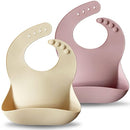 Moonkie Silicone Baby Bibs Set Of 2 | BPA Free Waterproof | Soft Flexible Silicone Bibs for Babies & Toddlers(Pale Mauve/Shifting Sand) by TinyTreasures Baby Boutique