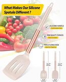Pack of 2 Silicone Solid Turner, Non Stick Slotted Kitchen Spatulas, High Heat Resistant BPA Free Cooking Utensils, Ideal Cookware for Fish, Eggs, Pancakes(Rose Gold Khaki) by CozyNest Decor