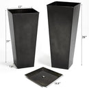 WORTH Garden Large Metal Glazed Planter Set of 2 (25" + 28"), Luxurious Glossy Finish Black Tall Square Tapered Steel Plant Pot, Decor Flower Pot Indoor & Outdoor, Drainage Hole & Dual-Purpose Saucer by GreenHaven Gardens