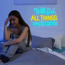 With God All Things Are Possible Neon Sign 16.5 * 12.6 Inch Led God Light Up Sign Dimmable USB Neon Light for Room Wedding Party Church Wall Decor (Ice Blue Yellow) by CozyNest Decor