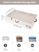 StorageWorks Large Under Bed Storage Containers with Handles and Label Holder, 2 Pack Ultra-thick Fabric Underbed Bins, Closet Organizer for Clothes, Blankets, Sweater by CozyNest Decor