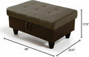 Ottoman Rectangular Storage Ottoman Bench, Flannel Footrest Stool Footstool with Lid for Living Room, Bedroom, Entryway, Taupe&Black, 35"x23.5"x17.5" by CozyNest Decor