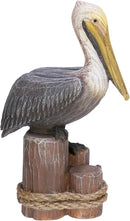 Beachcombers 6.25" Pelican On Triple Piling Wooden Decor Coastal Bird Ocean Sea Beach Home House Summer Table Counter Kitchen Figurine Decoration Brown by CozyNest Decor