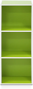 Furinno Pasir 3-Tier Open Shelf Bookcase, White/Green 11003WH/GR by TinyTreasures Baby Boutique