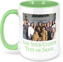 Personalized Coffee Mug, Custom Photo Text 15 Oz Ceramic Mug, Customized Picture Name Tea Cup, Unique Gift Idea, Taza Cafe Personalizadas Fotos, Cute Custom Gifts Mom Women, Mother's Day, Light Green by TinyTreasures Baby Boutique