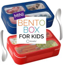 kinsho Snack Containers - Small Bento Lunch Box for Kids Girls Boys Toddlers | MINI Leakproof Boxes, Baby Bentobox for School Daycare Travel, Portion Containers, 2 pack, Red Navy Blue by TinyTreasures Baby Boutique