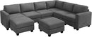 HONBAY Corduroy Sectional Couch with Storage U Shaped Sectional Sofa Modular Sectional Couches for Living Room, Dark Gray by CozyNest Decor