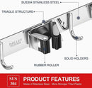 IMILLET 2 Pack Broom and Mop Holder Wall Mounted, Stainless Steel Broom Holder Mop Holder Self Adhesive Heavy Duty Hooks Storage Organizer for Home Laundry Room Garden Garage Closet Kitchen by GreenHaven Gardens