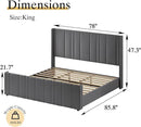 King Size Bed Frame and Headboard, Modern Velvet Upholstered Bed Frame with Vertical Channel Tufted Headboard & Footboard, Soft Bed Frame King, Noise Free, No Box Spring Needed, Easy Assembly, Grey by CozyNest Decor