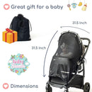 Stroller Sun Shade - Universal UV Protection Cover for Strollers Sunshade with See Through, Clip-On Sun Blocker, Sun Shield for Baby, Breathable Adjustable Fit, Full Coverage, XL Black by TinyTreasures Baby Boutique