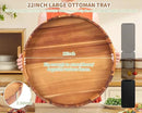 Large Ottoman Tray, 22" Big Ottoman Tray for Living Room, Large Serving Tray with Handles for Coffee Table Kitchen Counter,Great Round Wooden Trays with 4 Round Coasters for Appetizers, Dinner by CozyNest Decor