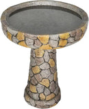 SKYFIRE Stone Like Outdoor Bird Bath - Concrete Freestanding Patio Birdbath with Pedestal for Garden, Patio, Yard, Lawn - 18.8”L X 18.8”W X 24”H Rustic Faux Stone Pedestal Outdoor Garden Birdbaths