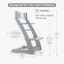 FORNEL Grey Wooden High Chair for Toddlers | The Grow-with-Me Adjustable Chair for Modern Farmhouse & Scandinavian Kitchens | A Smart Stokke Alternative by TinyTreasures Baby Boutique