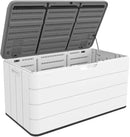 100 Gallon Outdoor Storage Box Waterproof Lockable Resin Deck Box Large, Patio Storage Bin for Pool Accessories Cushion Furniture, Garden Tools, UV-Resistant Outside Delivery Black&White by CozyNest Decor