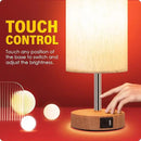 Yarra-Decor Bedside Lamp with USB A+C Port - Touch Control Table Lamp for Bedroom Wood 3 Way Dimmable Nightstand Lamp with Round Flaxen Fabric Shade for Home Office (LED Bulb Included) by CozyNest Decor