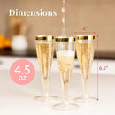 Prestee Set of 24 Plastic Champagne Flutes with Gold Rim - 4.5 oz - Shatterproof Disposable Glasses for Weddings, Cocktail Parties, and Outdoor Celebrations by CozyNest Decor