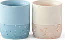 Moonkie Silicone Baby Cups 4 Months+ | Open Training Drinkware for Infants with Confetti Sprinkles | Baby-Led Weaning Essential | 2 oz (Ether/Ivory, 2 Pack) by TinyTreasures Baby Boutique
