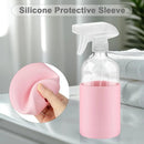 2 Pack Glass Spray Bottles with Silicone Sleeve, 16 oz Empty Refillable Containers with Adjustable Spray Nozzles, Spray Bottles for Hair, Cleaning Solutions and Plants Pink&khaki by GreenHaven Gardens