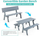 AVAWING Outdoor Convertible Wood Bench with Backrest, Patio Wood Convert a Bench, Space-Saving 2-in-1 Picnic Table Chairs Set for Backyard, Porch, Patio, Garden, Grey by CozyNest Decor