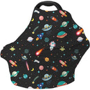 Carseat Covers Unisex - Black Creative Spacecraft Pattern Car Seat Canopy Cover for Babies, Multi-use Breastfeeding Cover, Baby Shower Gifts for Boy and Girls by TinyTreasures Baby Boutique