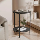 Side Table, Round End Table with 2-Layer Storage Rack, 15.7" Small Spaces Circle Table, Metal Frame Design Small Side Tables, for Living Room, Bedroom, Black by CozyNest Decor