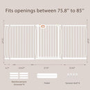 owlie 37.4" Extra Tall Wide Baby Gate for Stairs Doorways,75-85 Inch Extra Large Long Baby Gate with Door Indoor Safety Metal Pressure Mounted Pet Gate with Walk-Thru Auto Close, White by TinyTreasures Baby Boutique